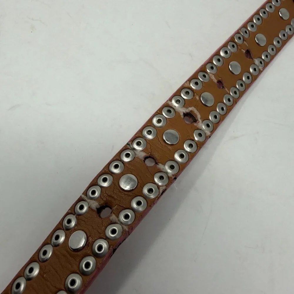 Nocona Belt Co. women's belt pink leather silver western XS